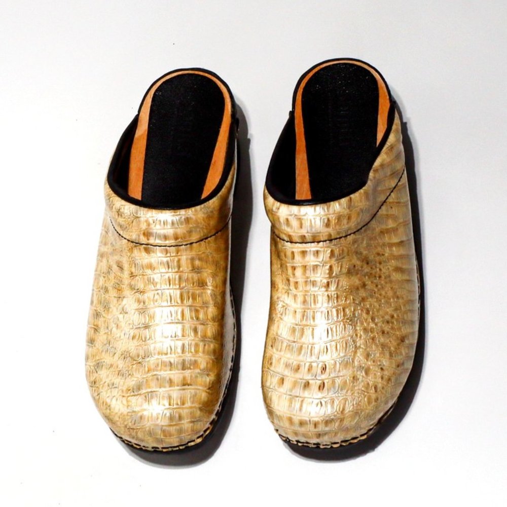 NIB Sanita Crocodile Animal Print Clog Size 41 / 9.5 - 10 Reptile Platform Mule